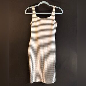 Ladies Black/White Striped Sleeveless Tank Dress Women’s Medium